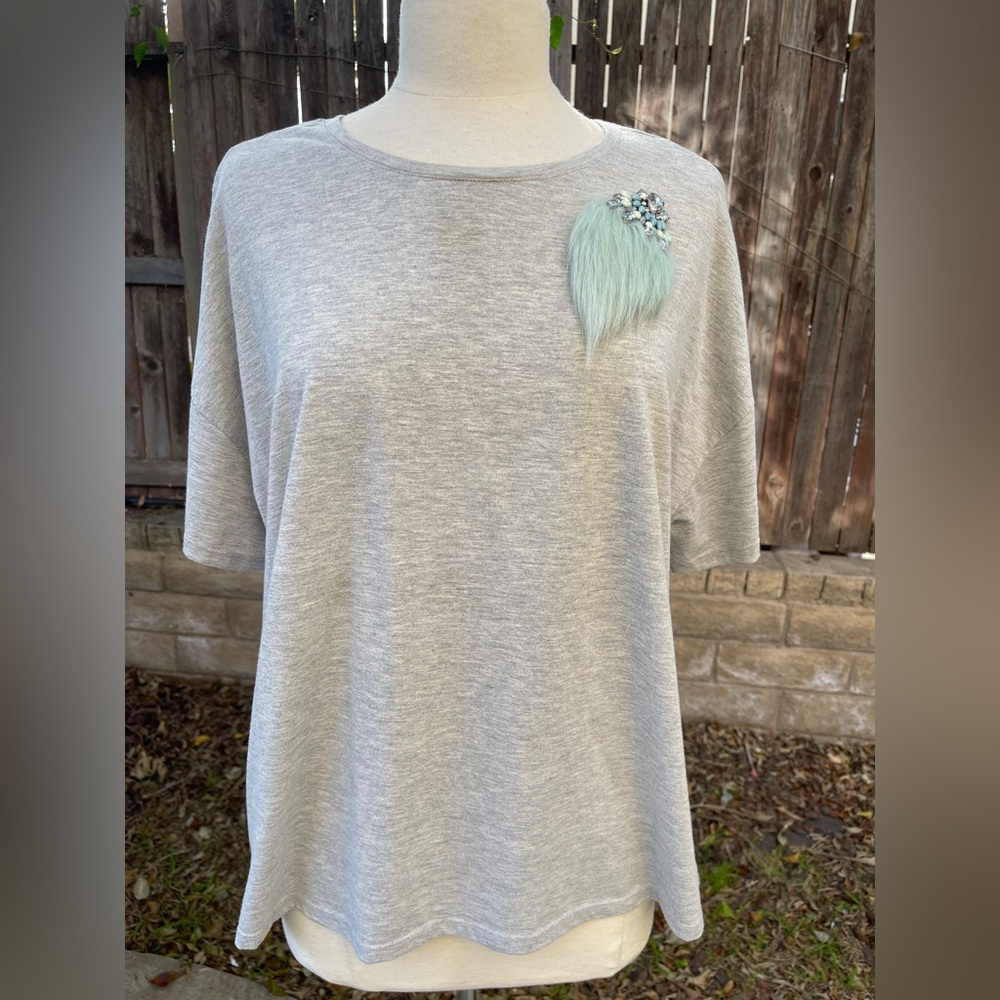 Zara Gray Embellished Women's Top